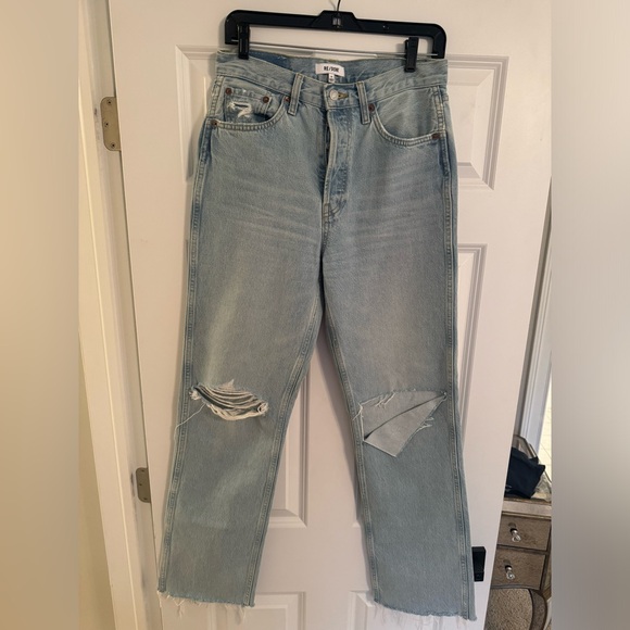 90’s high rise loose. Color: breezy indigo with rips - Picture 3 of 3